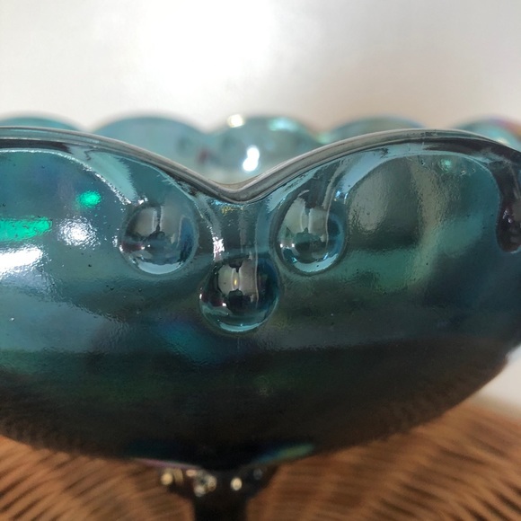 Carnival glass pedestal fruit bowl circa 1950 EUC - Picture 5 of 15